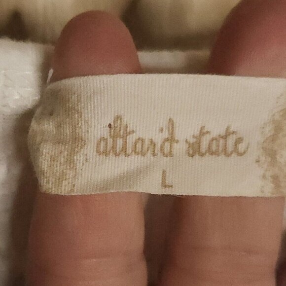 Altar'd State Blue White Mixed Material Floral Gauzy Oversized Top Large - Picture 5 of 7